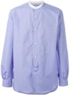 Junya Watanabe Comme Des Garçons Man Collarless Shirt, Men's, Size: M, Blue, Cotton