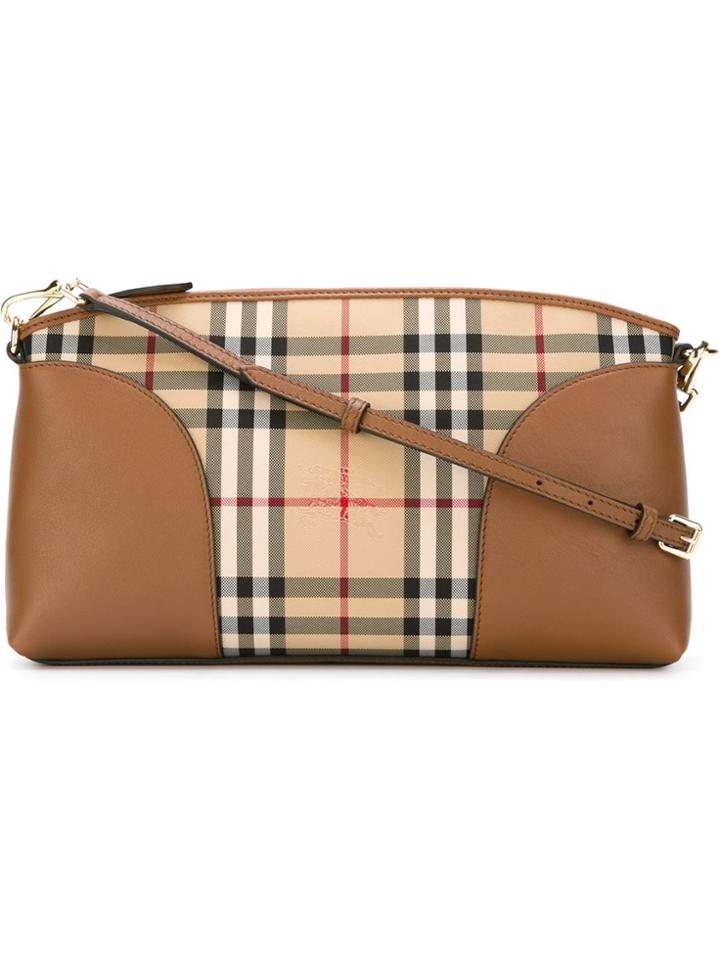 Burberry 'haymarket' Print Zip Clutch - Brown