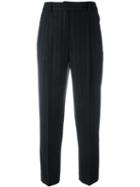 Alberto Biani Pinstriped Pleated Tapered Trousers, Women's, Size: 44, Black, Cotton/spandex/elastane/cashmere/virgin Wool