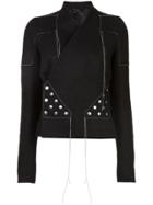 Rick Owens Stitched Wrap-around Jacket - Black