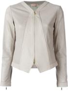 Tory Burch 'nicki' Perforated Panel Detail Jacket, Women's, Size: 4, Pink/purple, Lamb Skin/silk/cotton