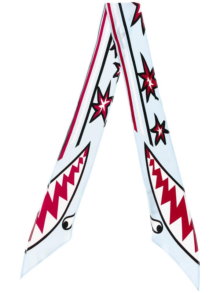 Rockins Shark Supper Skinny Silk Scarf, Women's, Blue, Silk