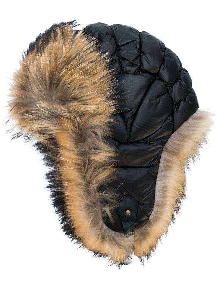 Liska Fur Trim Padded Hat - Brown