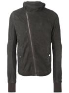 Rick Owens Hooded Leather Jacket, Men's, Size: 48, Grey, Lamb Skin/cotton/cupro