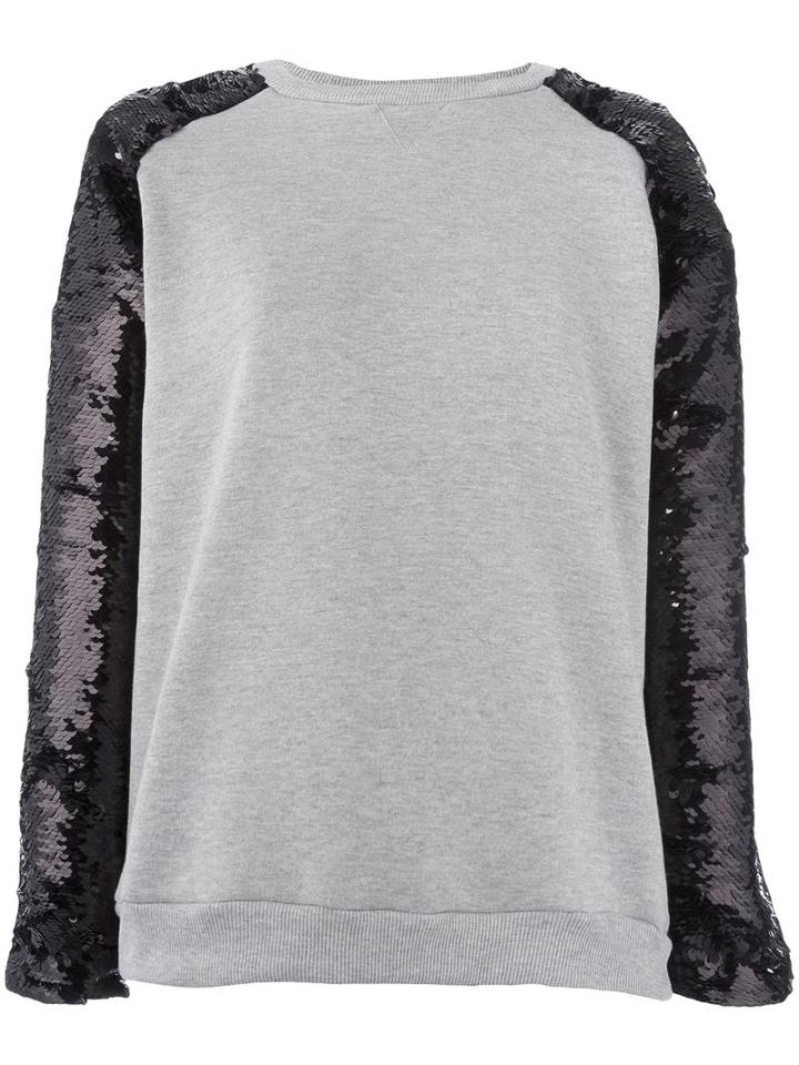 Giamba Sequined Sleeves Sweatshirt, Women's, Size: 44, Grey, Cotton/polyester/polyamide