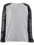 Giamba Sequined Sleeves Sweatshirt, Women's, Size: 44, Grey, Cotton/polyester/polyamide