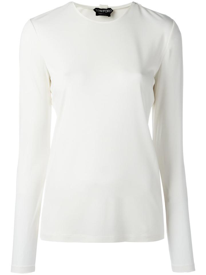 Tom Ford Round Neck Jumper, Women's, Size: 40, White, Viscose/sheep Skin/shearling
