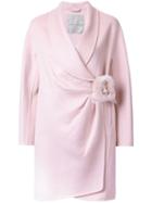 Ermanno Scervino Wrapped Buckled Mid Coat, Women's, Size: 48, Pink/purple, Angora/virgin Wool