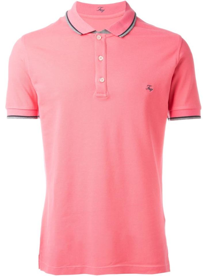 Fay Logo Polo Shirt, Men's, Size: Xl, Pink/purple, Cotton/spandex/elastane
