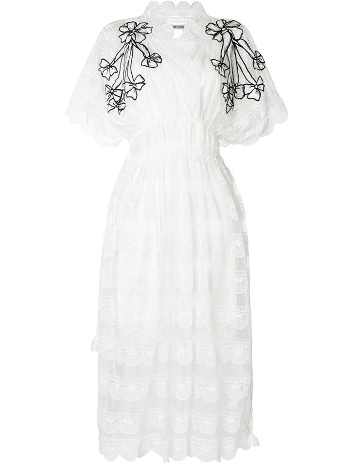 Tsumori Chisato Embroidered Flared Midi Dress - White