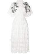 Tsumori Chisato Embroidered Flared Midi Dress - White