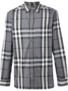 Burberry Checked Shirt, Men's, Size: Xxxl, Grey, Cotton/polyamide/spandex/elastane