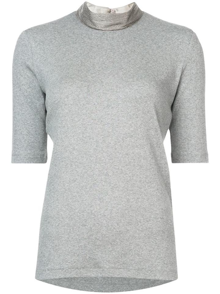 Fabiana Filippi Mock Neck Knitted Top - Grey