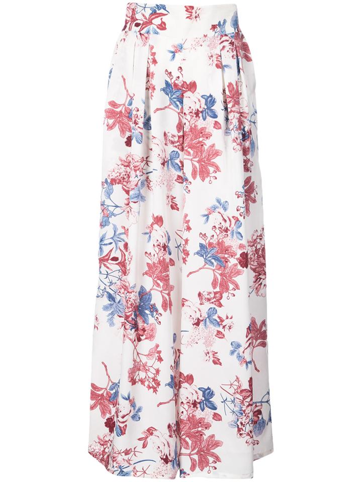 Misa Los Angeles Floral Print Palazzo Trousers - White