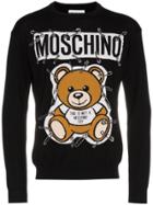Moschino Teddy Bear Intarsia Safety Pin Virgin Wool Jumper - Black