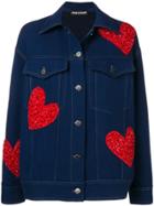 House Of Holland X Woolmark Sequin Heart Print Oversized Denim Jacket