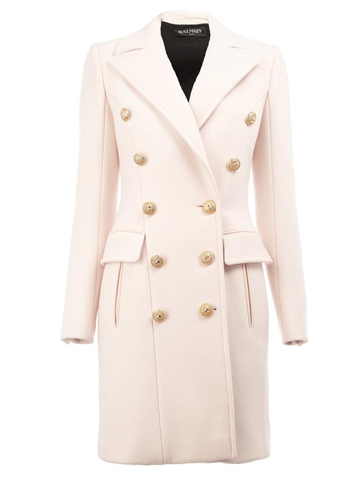 Balmain Double Breasted Coat, Women's, Size: 36, Pink/purple, Cotton/viscose/cashmere/virgin Wool