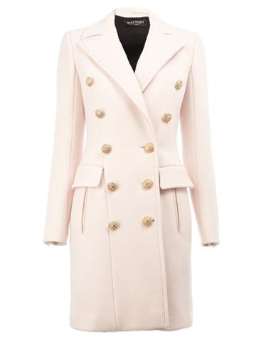 Balmain Double Breasted Coat, Women's, Size: 36, Pink/purple, Cotton/viscose/cashmere/virgin Wool