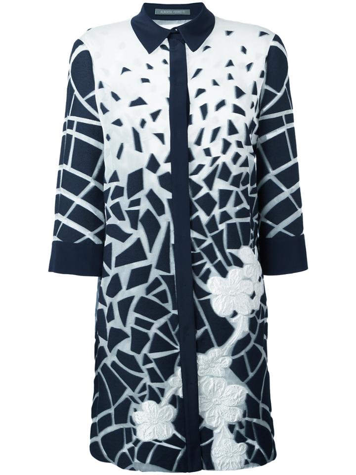 Alberta Ferretti Printed Longline Shirt - Blue