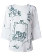 Dolce & Gabbana Printed Top, Women's, Size: 38, White, Silk