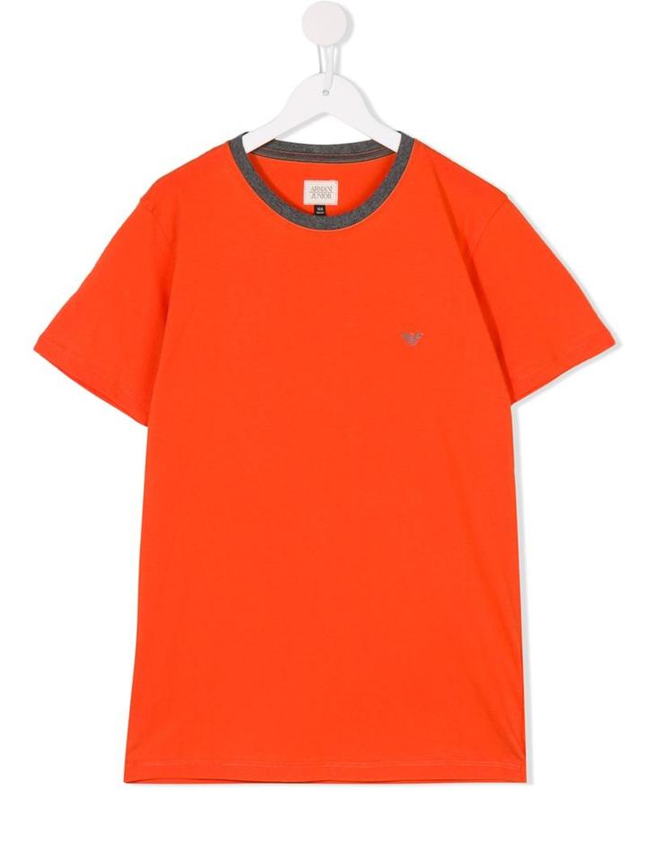 Armani Junior Contrast Round Neck T-shirt, Boy's, Size: 16 Yrs, Yellow/orange
