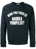 Andrea Pompilio Slogan Print Sweatshirt, Men's, Size: 48, Blue, Cotton