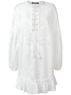 Roberto Cavalli Floral Pattern Dress, Women's, Size: 40, White, Silk/cotton/polyamide/polyester