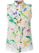 No21 - Fantasia Print Sleeveless Shirt - Women - Silk/cotton/polyamide - 38, Nude/neutrals, Silk/cotton/polyamide