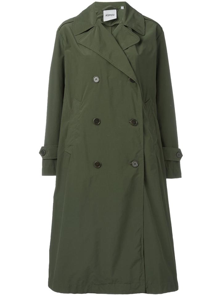 Aspesi Double-breasted Shift Coat, Women's, Size: Small, Green, Polyamide/polyester