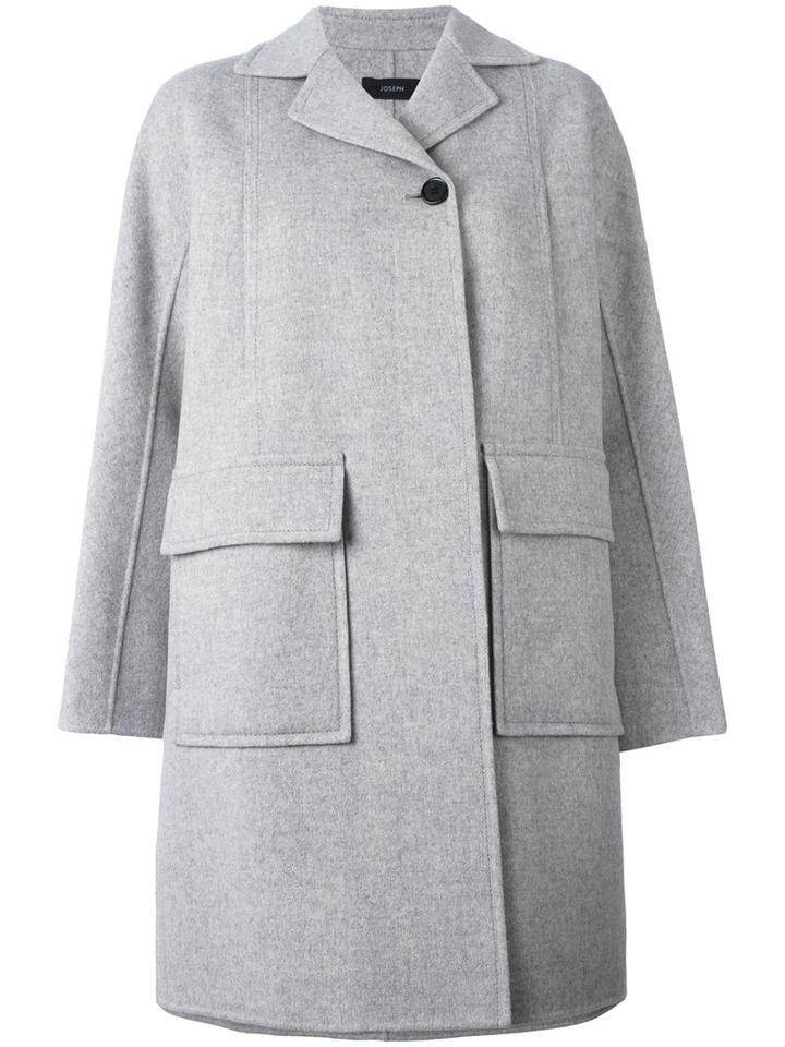 Joseph Single Button Boxy Coat, Women's, Size: 36, Grey, Wool/cashmere/viscose
