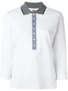 Fay Long Sleeve Polo Top, Women's, Size: Xl, White, Cotton