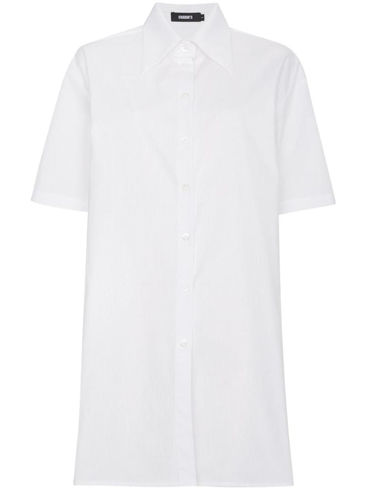Charm's Oversized Long Cotton Shirt - White