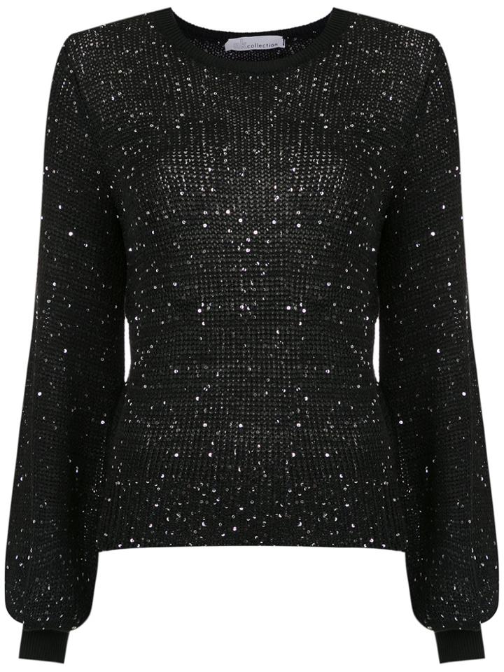 Nk Sequinned Knit Blouse - Black