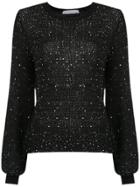 Nk Sequinned Knit Blouse - Black