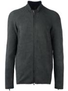 Salvatore Santoro Zip-up Long Sleeve Jacket, Men's, Size: 48, Grey, Leather/cotton