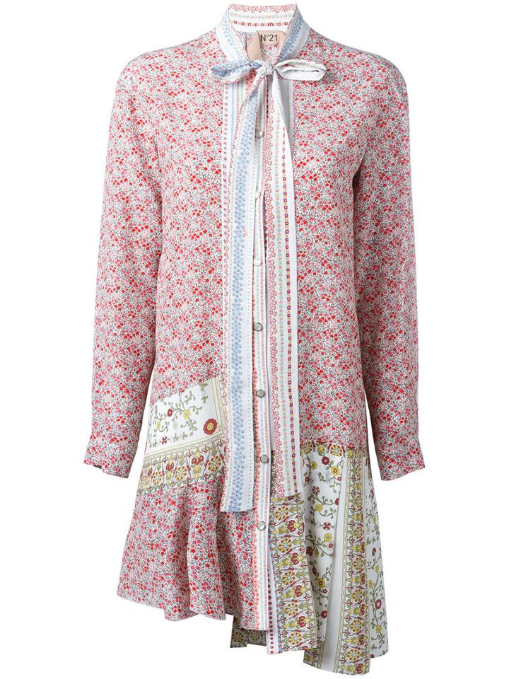 No21 Printed Bow Tie Dress, Women's, Size: 44, Silk