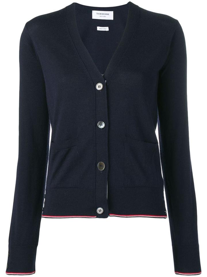 Thom Browne Rwb Tipping Cashmere Cardigan - Blue