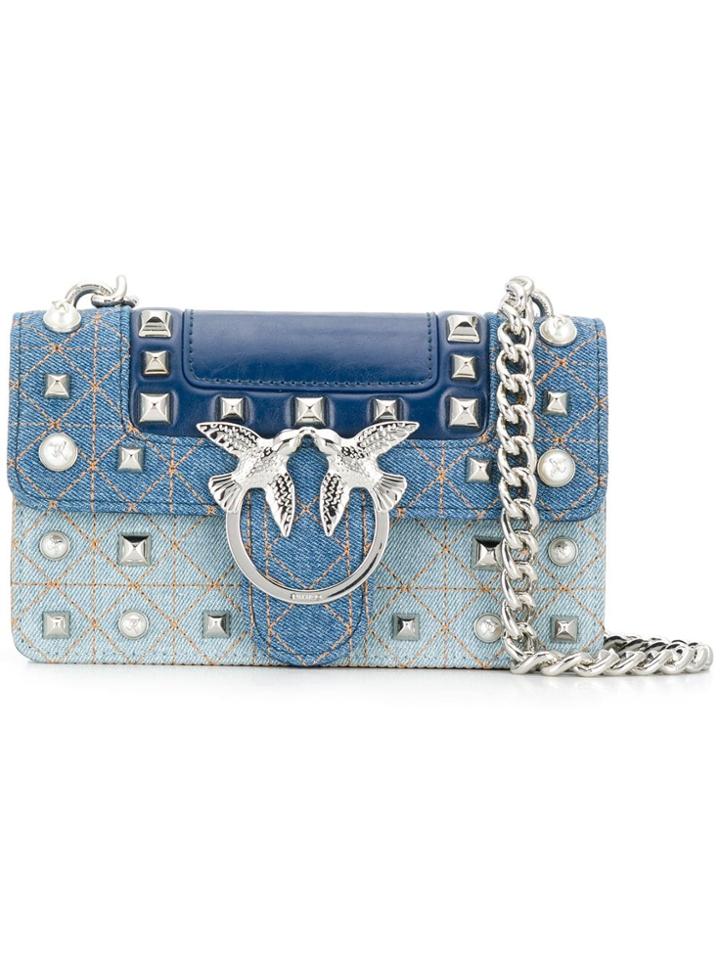 Pinko Mini Love Denim Crossbody Bag - Blue