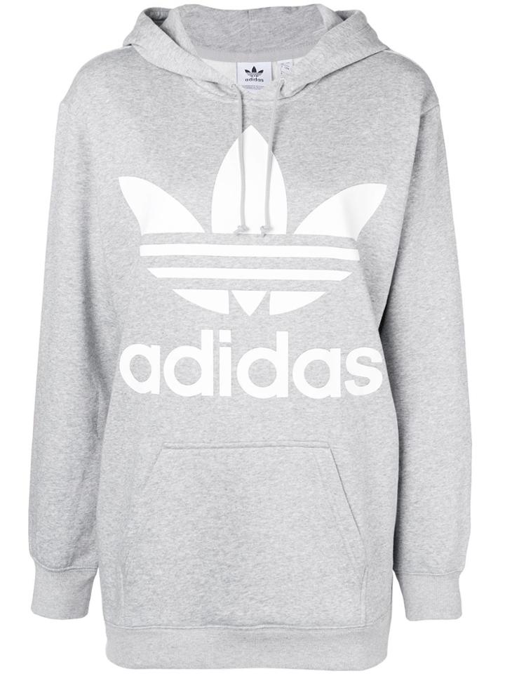 Adidas Logo Printed Hoodie - Grey
