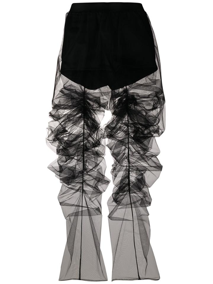 Y / Project Tulle Draped Sheen Trousers - Black