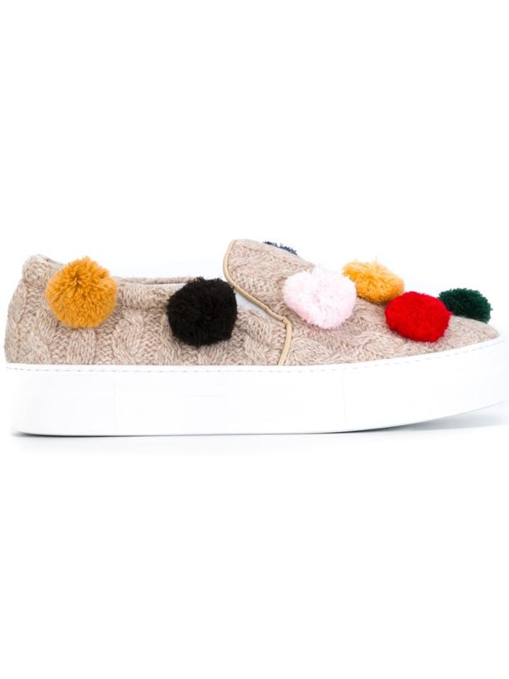 Joshua Sanders Pompom Application Slippers