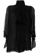 Alexander Mcqueen Pussy Bow Sheer Blouse - Black