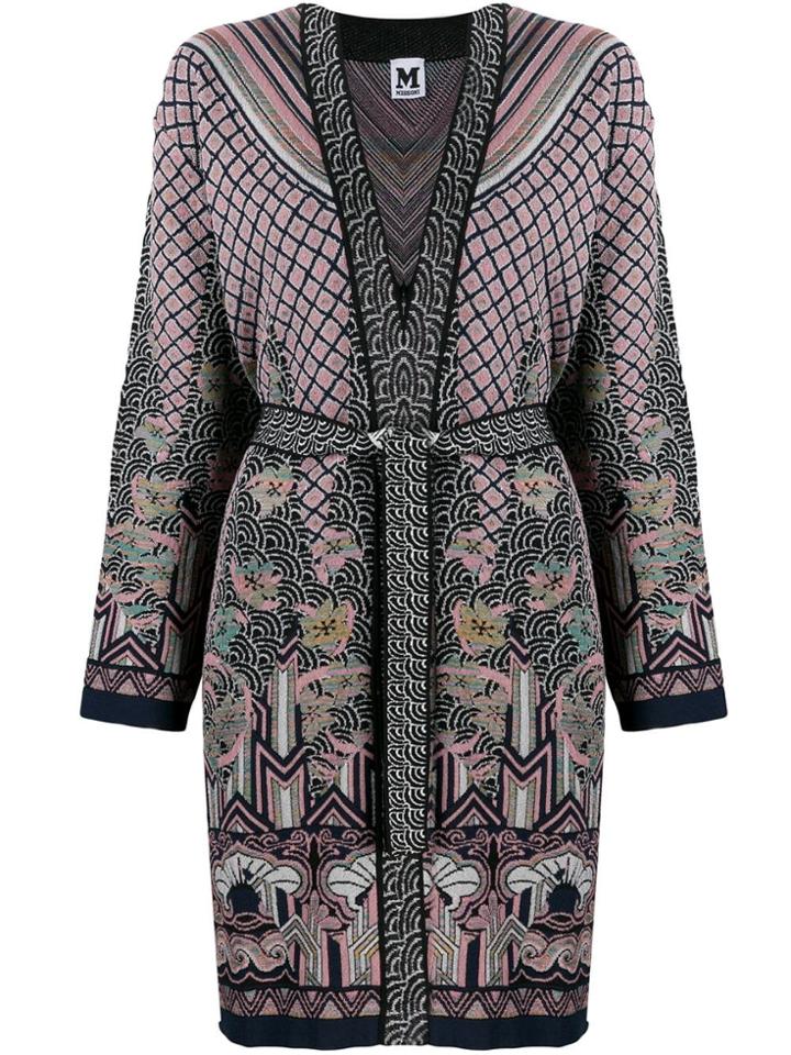 M Missoni Belted Knit Cardigan - Blue