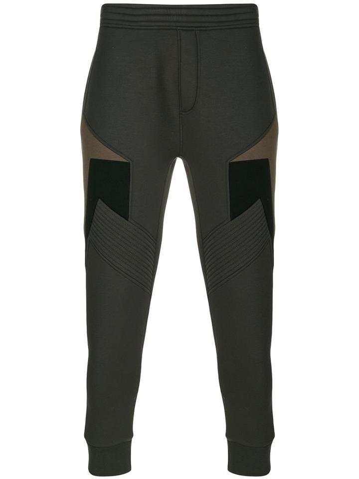 Neil Barrett - Stripe Panel Sweatpants - Men - Cotton/polyurethane/spandex/elastane/viscose - L, Green, Cotton/polyurethane/spandex/elastane/viscose