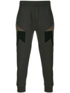 Neil Barrett - Stripe Panel Sweatpants - Men - Cotton/polyurethane/spandex/elastane/viscose - L, Green, Cotton/polyurethane/spandex/elastane/viscose