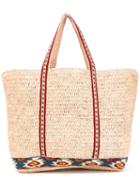 Vanessa Bruno - Knit-trimmed Tote - Women - Straw - One Size, Nude/neutrals, Straw