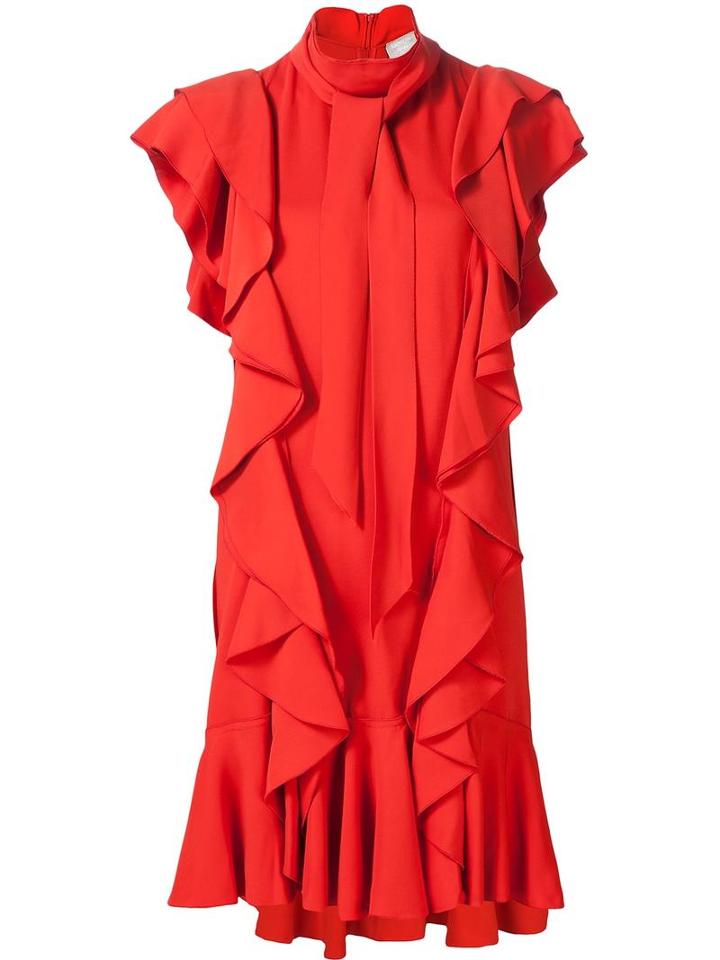 Lanvin Ruffled Dress, Women's, Size: 36, Red, Viscose/spandex/elastane