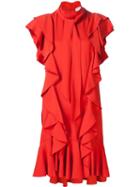 Lanvin Ruffled Dress, Women's, Size: 36, Red, Viscose/spandex/elastane