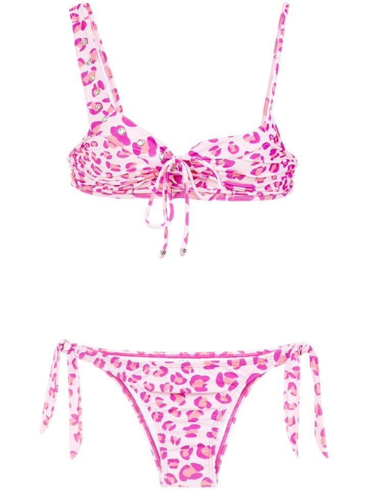 Amir Slama Leopard Print Bikini Set - Pink & Purple