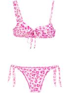 Amir Slama Leopard Print Bikini Set - Pink & Purple